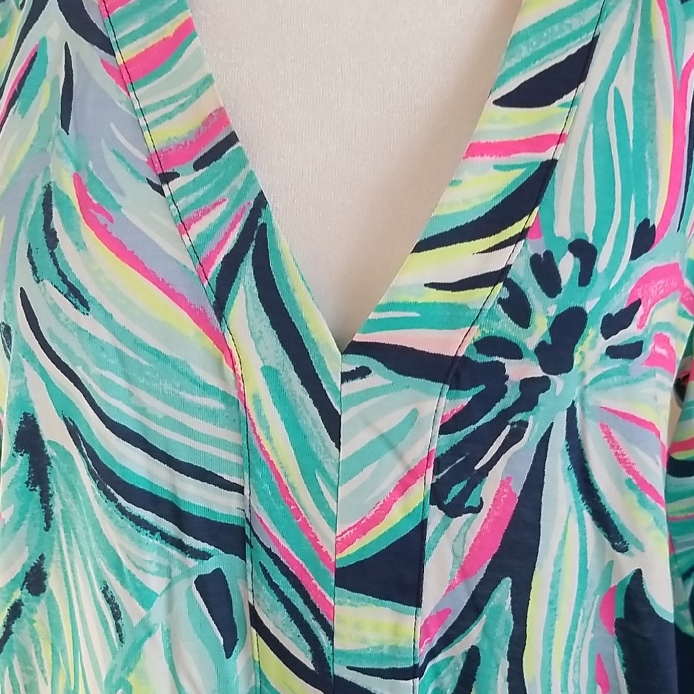 Lilly Pulitzer Colorful Leaf Print Long Sleeve Dress - Picture 2 of 5